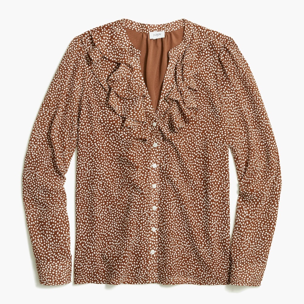 J.Crew Factory Soft gauze ruffle button-up shirt, size L